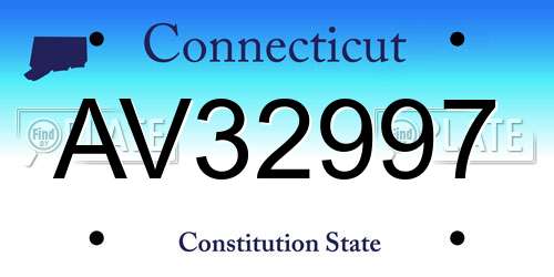 AV32997 Connecticut License Plate