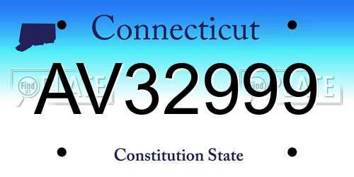 AV32999 Connecticut License Plate