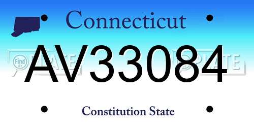 AV33084 Connecticut License Plate