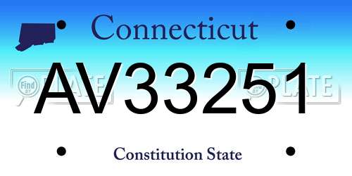 AV33251 Connecticut License Plate