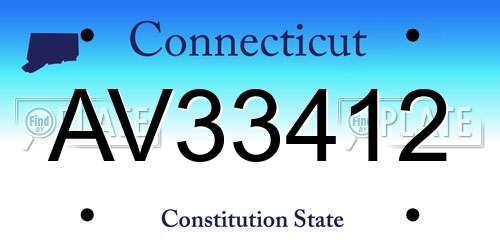 AV33412 Connecticut License Plate