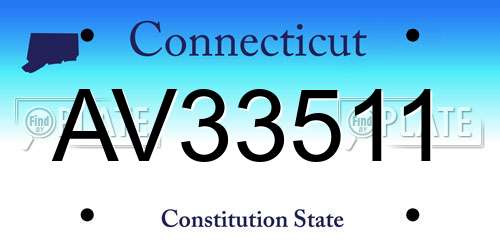 AV33511 Connecticut License Plate