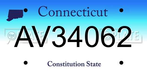 AV34062 Connecticut License Plate
