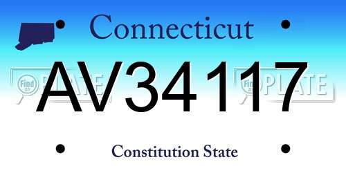 AV34117 Connecticut License Plate