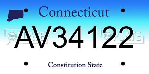 AV34122 Connecticut License Plate