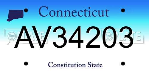 AV34203 Connecticut License Plate