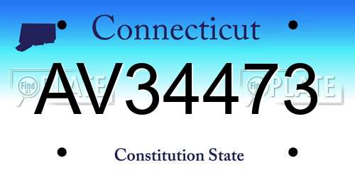 AV34473 Connecticut License Plate