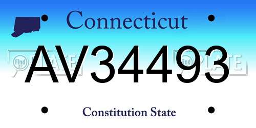 AV34493 Connecticut License Plate