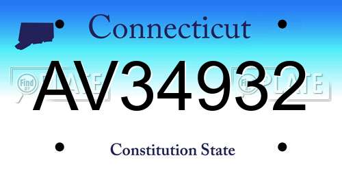 AV34932 Connecticut License Plate