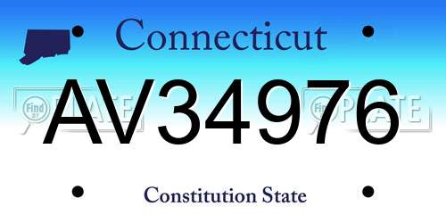 AV34976 Connecticut License Plate