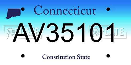 AV35101 Connecticut License Plate