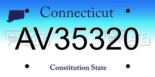 AV35320 Connecticut License Plate