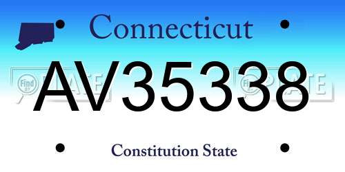 AV35338 Connecticut License Plate