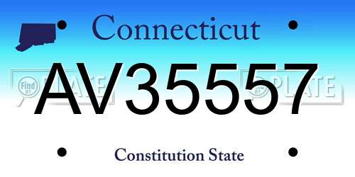 AV35557 Connecticut License Plate