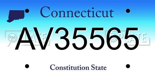 AV35565 Connecticut License Plate