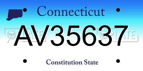 AV35637 Connecticut License Plate