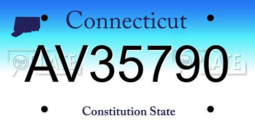 AV35790 Connecticut License Plate