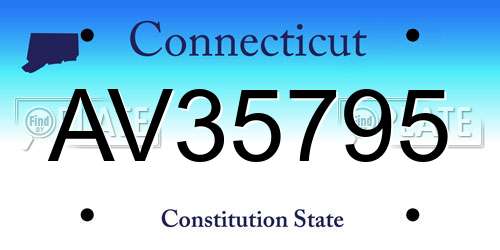AV35795 Connecticut License Plate