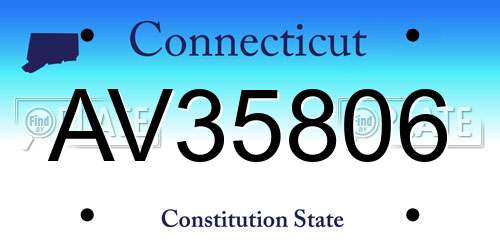 AV35806 Connecticut License Plate