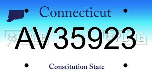 AV35923 Connecticut License Plate
