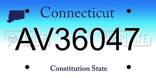 AV36047 Connecticut License Plate