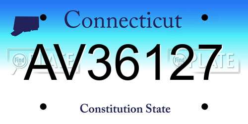 AV36127 Connecticut License Plate