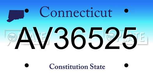 AV36525 Connecticut License Plate