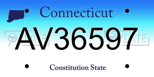 AV36597 Connecticut License Plate