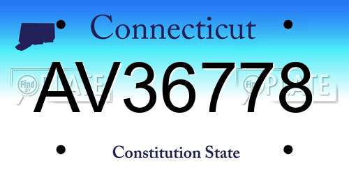 AV36778 Connecticut License Plate