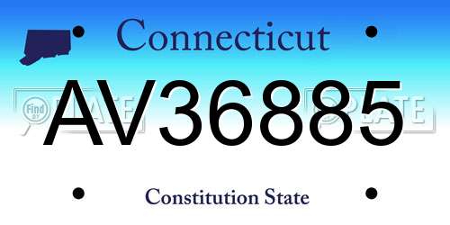 AV36885 Connecticut License Plate