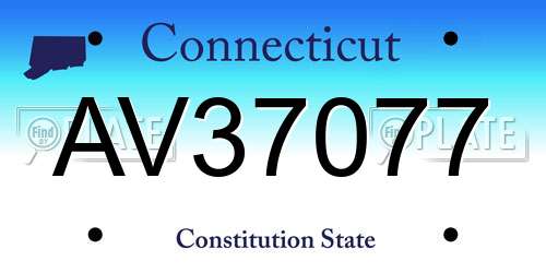 AV37077 Connecticut License Plate