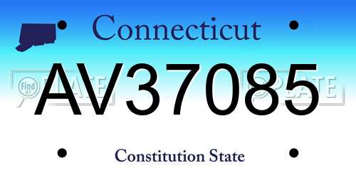 AV37085 Connecticut License Plate