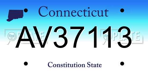 AV37113 Connecticut License Plate