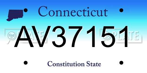 AV37151 Connecticut License Plate