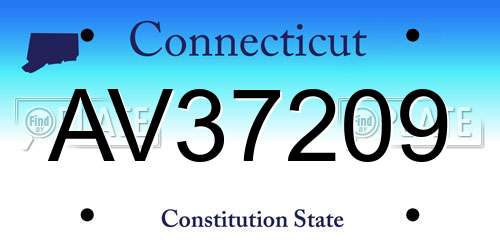 AV37209 Connecticut License Plate