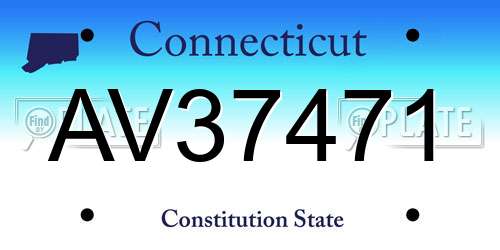 AV37471 Connecticut License Plate