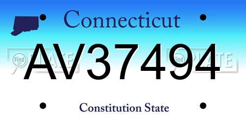 AV37494 Connecticut License Plate