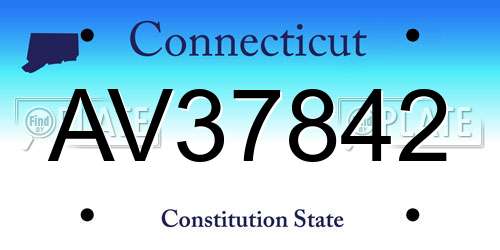 AV37842 Connecticut License Plate