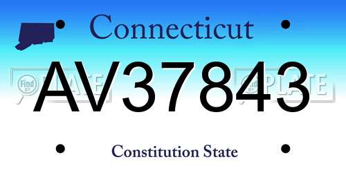 AV37843 Connecticut License Plate