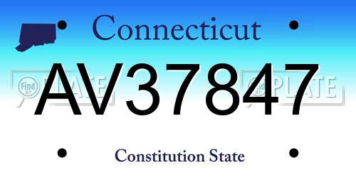 AV37847 Connecticut License Plate