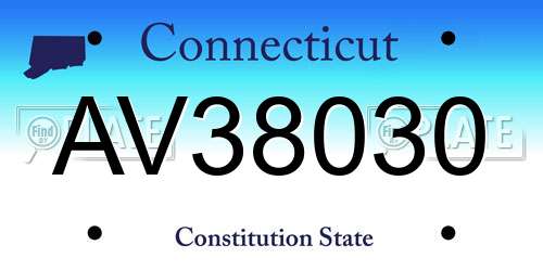AV38030 Connecticut License Plate