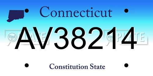 AV38214 Connecticut License Plate