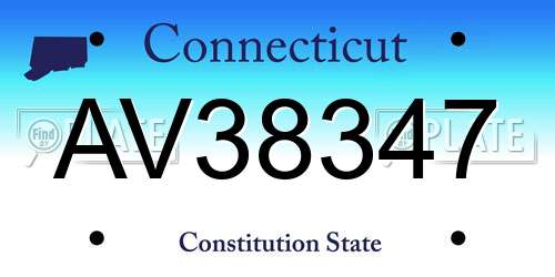 AV38347 Connecticut License Plate