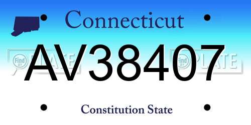 AV38407 Connecticut License Plate