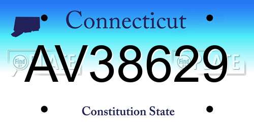 AV38629 Connecticut License Plate