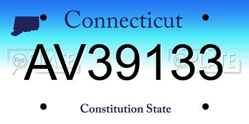 AV39133 Connecticut License Plate