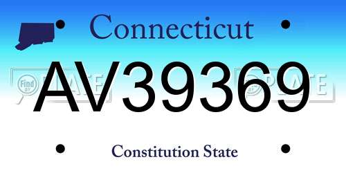AV39369 Connecticut License Plate