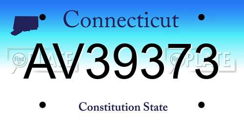 AV39373 Connecticut License Plate
