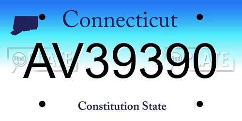 AV39390 Connecticut License Plate