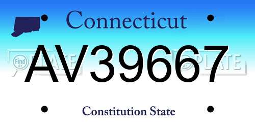 AV39667 Connecticut License Plate